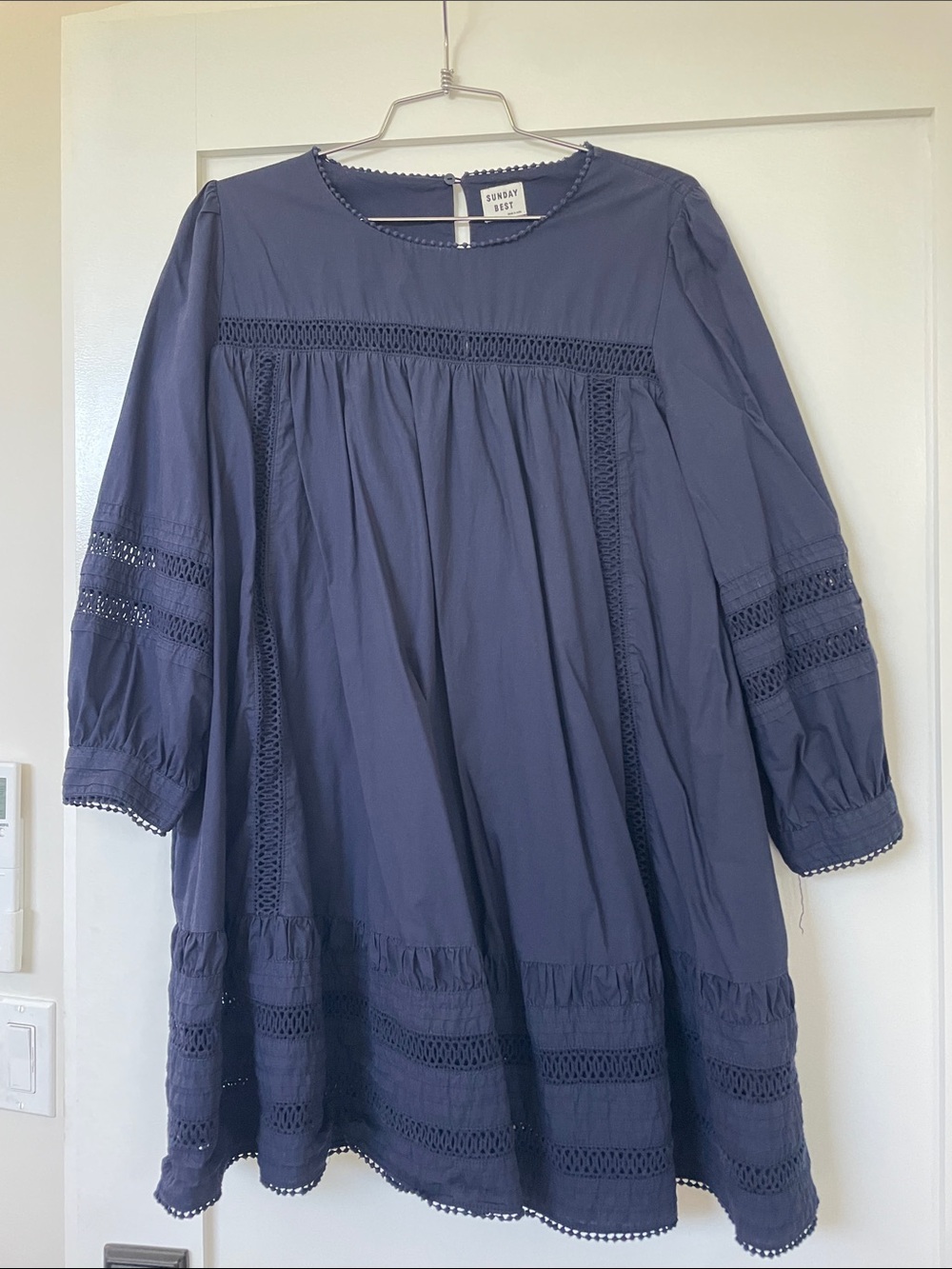 Sunday Best Navy Crochet-Trim Dreas